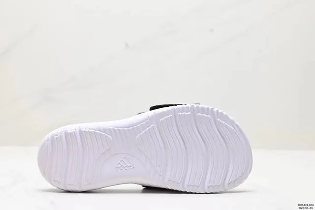 Adidas Black and White Strap Slippers 2