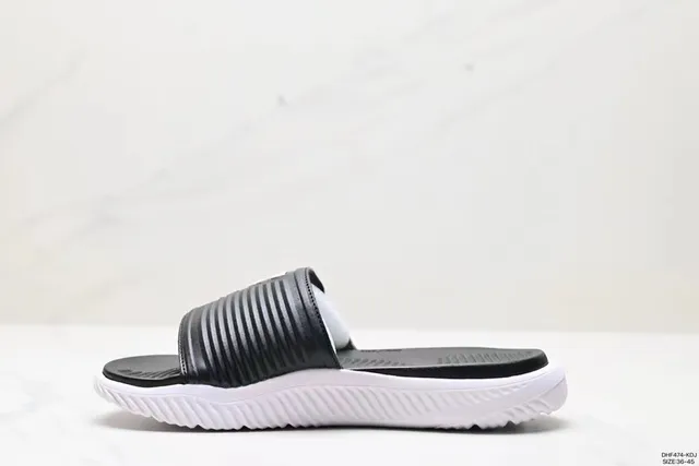Adidas Black and White Strap Slippers 4