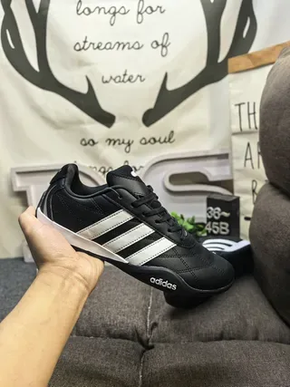 Adidas Black and White Three-Stripe Lifestyle Sneakers 5