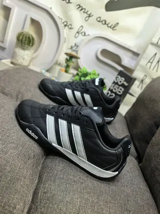 Adidas Black and White Three-Stripe Lifestyle Sneakers 7