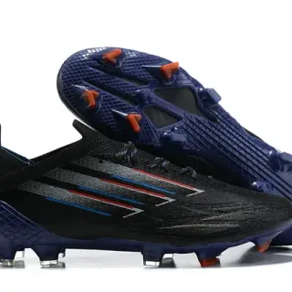 Adidas Black Blue Asymmetrical Lacing Textured Synthetic Upper Firm-Ground Soccer Shoes