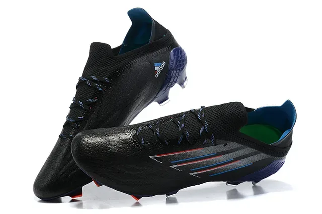 Adidas Black Blue Asymmetrical Lacing Textured Synthetic Upper Firm-Ground Soccer Shoes 2