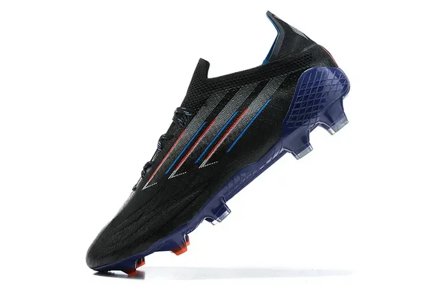 Adidas Black Blue Asymmetrical Lacing Textured Synthetic Upper Firm-Ground Soccer Shoes 4
