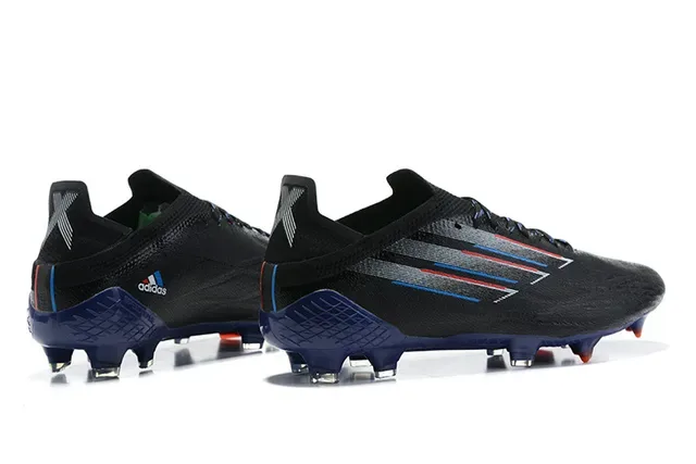 Adidas Black Blue Asymmetrical Lacing Textured Synthetic Upper Firm-Ground Soccer Shoes 5