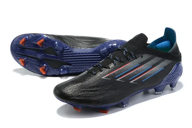 Adidas Black Blue Asymmetrical Lacing Textured Synthetic Upper Firm-Ground Soccer Shoes 7