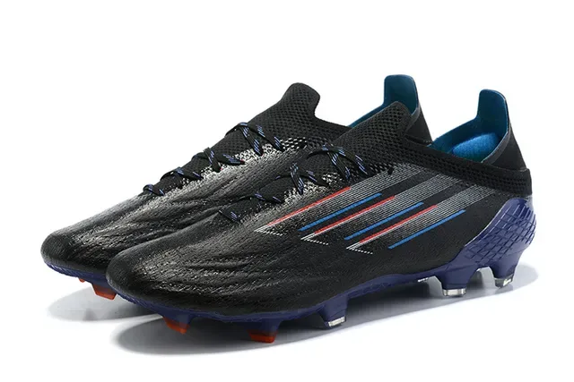 Adidas Black Blue Asymmetrical Lacing Textured Synthetic Upper Firm-Ground Soccer Shoes 8