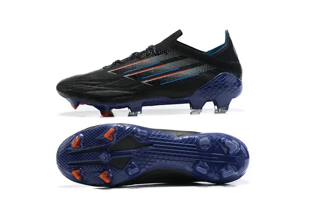 Adidas Black Blue Asymmetrical Lacing Textured Synthetic Upper Firm-Ground Soccer Shoes 9
