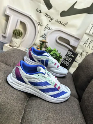 Adidas Black Blue Mesh Upper Three-Stripe Side Panel Running Shoes 19