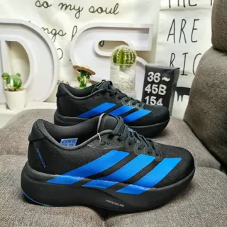 Adidas Black Blue Textile Upper Vibrant Three Stripes Lifestyle Sneakers