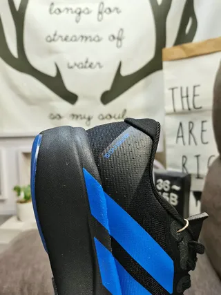 Adidas Black Blue Textile Upper Vibrant Three Stripes Lifestyle Sneakers 3