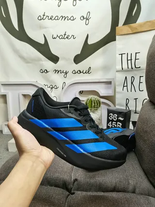 Adidas Black Blue Textile Upper Vibrant Three Stripes Lifestyle Sneakers 5