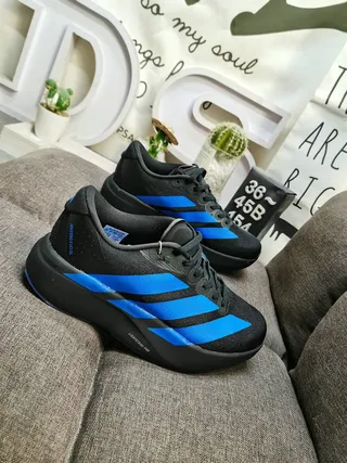 Adidas Black Blue Textile Upper Vibrant Three Stripes Lifestyle Sneakers 9