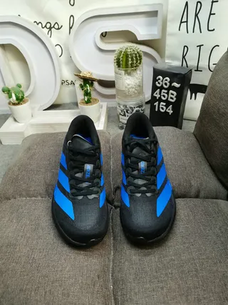 Adidas Black Blue Textile Upper Vibrant Three Stripes Lifestyle Sneakers 10