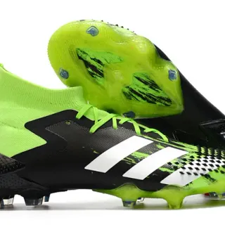 Adidas Black Green High-Cut Sock-Fit Collar Asymmetric Lace Cover Firm-Ground Soccer Shoes