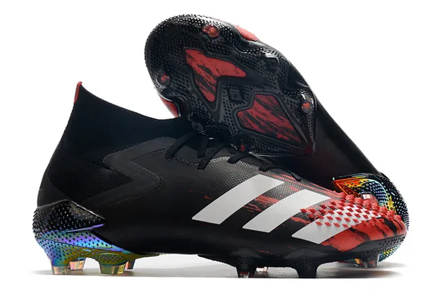 Adidas Noir Vert Haut-Coupé Col Chaussant Asymétrique Couverture de Lacets Sol Ferme Chaussures de Football 2