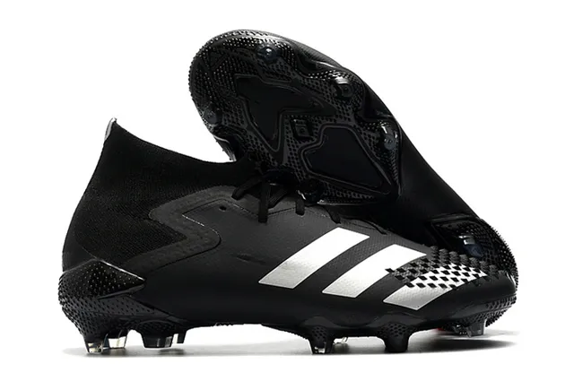 Adidas Noir Vert Haut-Coupé Col Chaussant Asymétrique Couverture de Lacets Sol Ferme Chaussures de Football 7