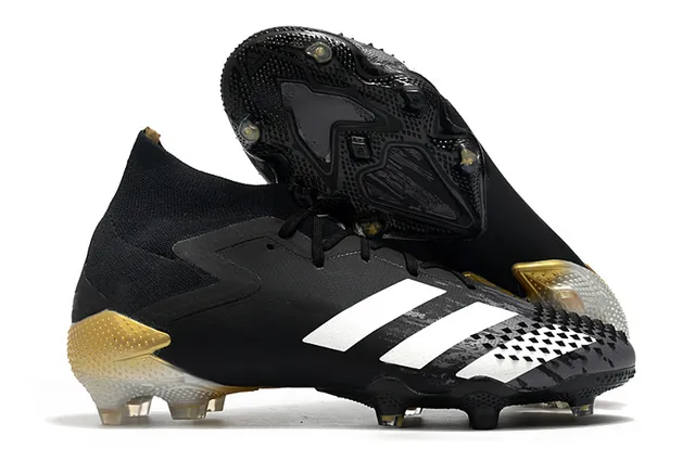 Adidas Noir Vert Haut-Coupé Col Chaussant Asymétrique Couverture de Lacets Sol Ferme Chaussures de Football 9