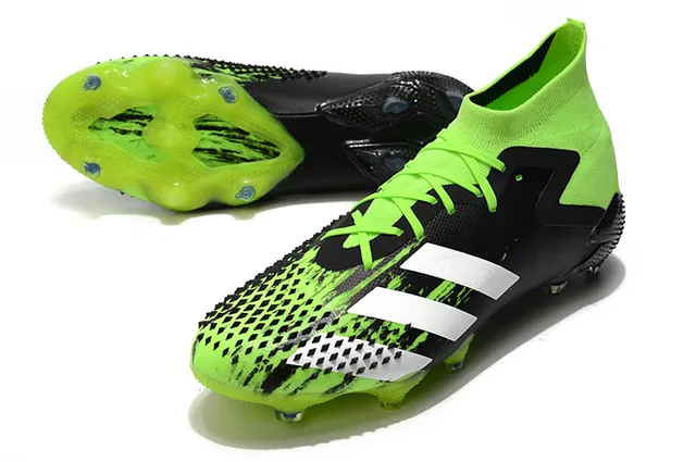 Adidas Noir Vert Haut-Coupé Col Chaussant Asymétrique Couverture de Lacets Sol Ferme Chaussures de Football 15