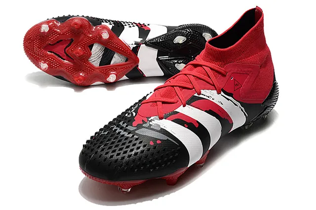 Adidas Noir Vert Haut-Coupé Col Chaussant Asymétrique Couverture de Lacets Sol Ferme Chaussures de Football 21
