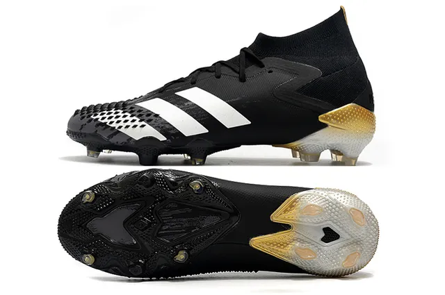 Adidas Noir Vert Haut-Coupé Col Chaussant Asymétrique Couverture de Lacets Sol Ferme Chaussures de Football 23