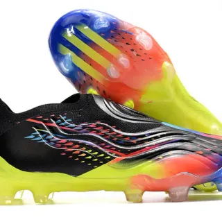 Adidas Black Multicolor Low-Cut Sock-Fit Upper Translucent Multi-Color Sole Firm-Ground Soccer Shoes