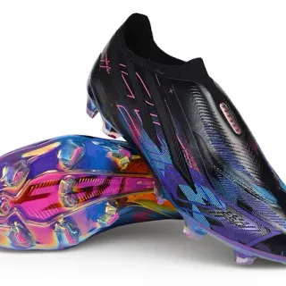 Adidas Black Multicolor Sock-Fit Collar Iridescent Outsole Firm-Ground Soccer Shoes
