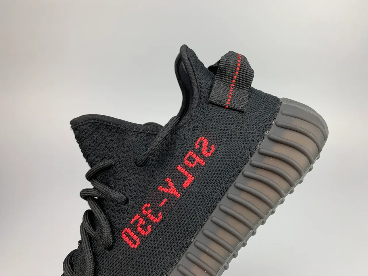 Adidas Black Red Knit Upper Ribbed Translucent Sole Lifestyle Sneakers 2