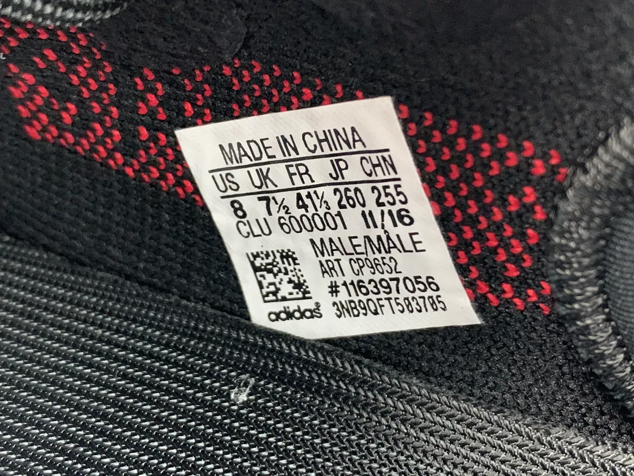 Adidas Black Red Knit Upper Ribbed Translucent Sole Lifestyle Sneakers 5