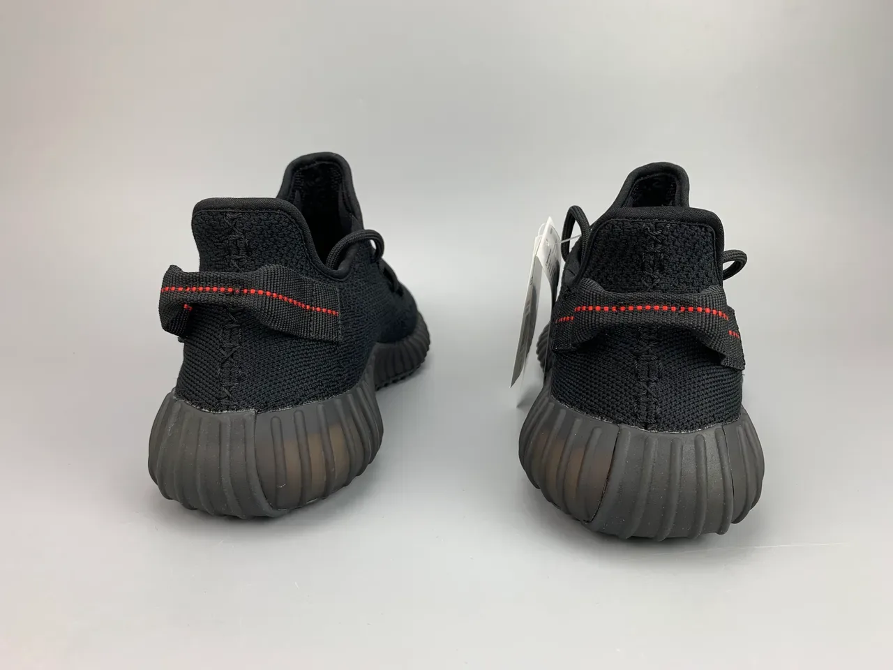 Adidas Black Red Knit Upper Ribbed Translucent Sole Lifestyle Sneakers 6