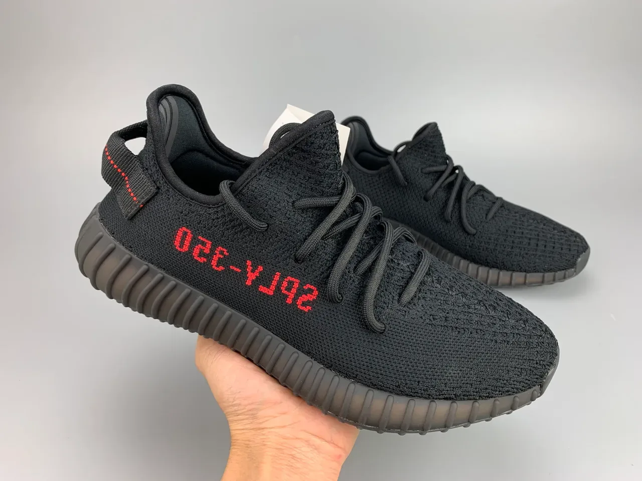 Adidas Black Red Knit Upper Ribbed Translucent Sole Lifestyle Sneakers 12