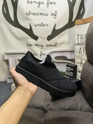 Adidas Black Slip-On Elastic Strap Lifestyle Sneakers 5