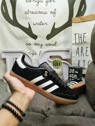 Adidas Black White Low-Top Suede Upper Lifestyle Sneakers 5