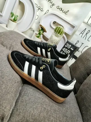 Adidas Black White Low-Top Suede Upper Lifestyle Sneakers 7