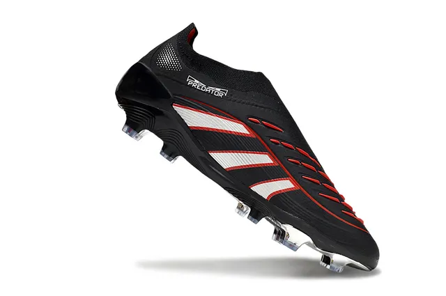 Adidas Black White Sock-Fit Collar Three-Stripe Banding Firm-Ground Soccer Shoes 2
