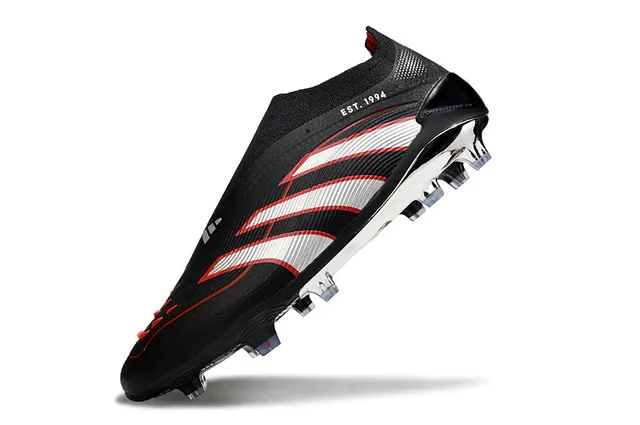 Adidas Black White Sock-Fit Collar Three-Stripe Banding Firm-Ground Soccer Shoes 3