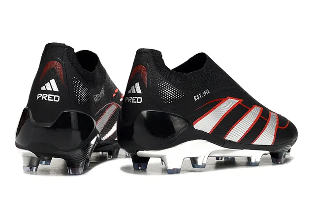 Adidas Black White Sock-Fit Collar Three-Stripe Banding Firm-Ground Soccer Shoes 5