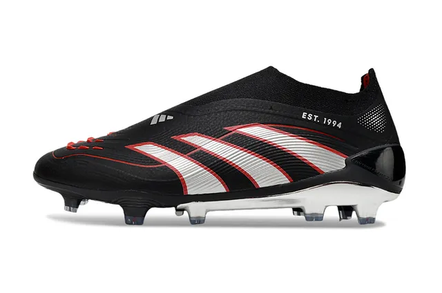 Adidas Black White Sock-Fit Collar Three-Stripe Banding Firm-Ground Soccer Shoes 7