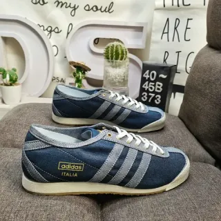 Adidas Blue Gray Denim Upper Three-Stripe Side Panel Lifestyle Sneakers