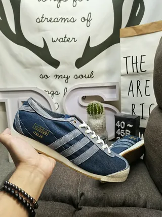 Adidas Blue Gray Denim Upper Three-Stripe Side Panel Lifestyle Sneakers 5