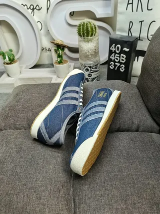 Adidas Blue Gray Denim Upper Three-Stripe Side Panel Lifestyle Sneakers 6