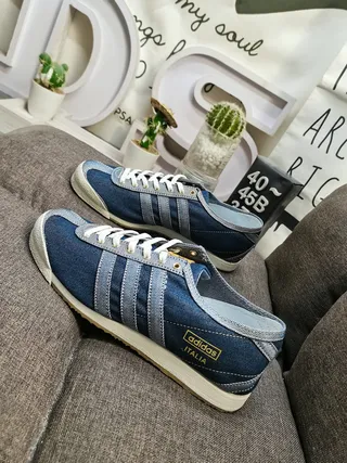 Adidas Blue Gray Denim Upper Three-Stripe Side Panel Lifestyle Sneakers 7