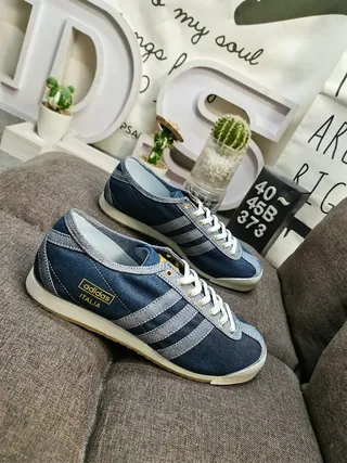 Adidas Blue Gray Denim Upper Three-Stripe Side Panel Lifestyle Sneakers 9