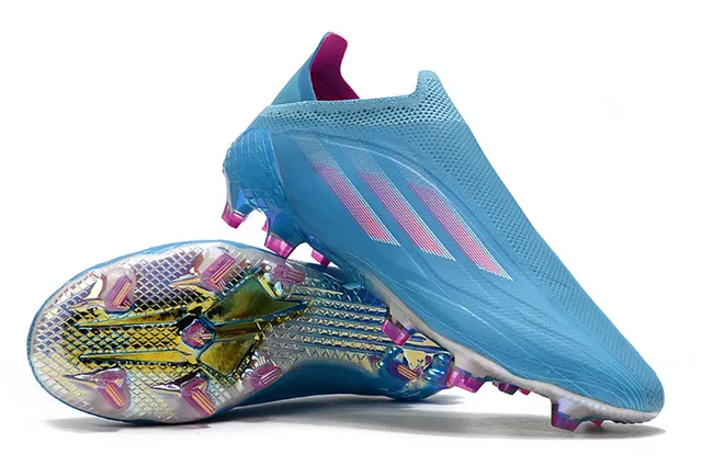 Adidas Blue Pink Low-Cut Bootie Upper Gradient Stripe Detailing Firm-Ground Soccer Shoes 4