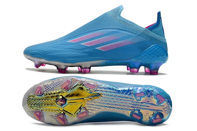 Adidas Blue Pink Low-Cut Bootie Upper Gradient Stripe Detailing Firm-Ground Soccer Shoes 6