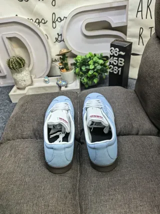 Adidas नीला सफेद लो-टॉप सूड-टेक्सचर्ड अपर लाइफस्टाइल स्नीकर्स 8