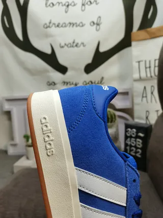 Adidas Blue White Low-Top Suede-Textured Upper Lifestyle Sneakers 3