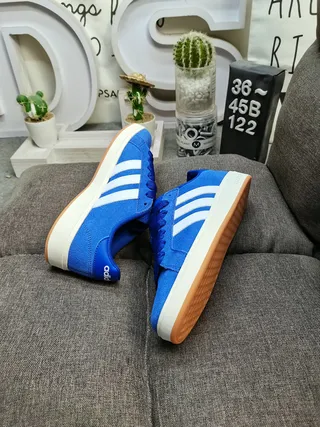 Adidas Blue White Low-Top Suede-Textured Upper Lifestyle Sneakers 6