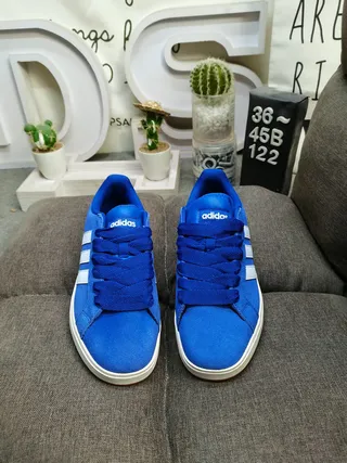 Adidas Blue White Low-Top Suede-Textured Upper Lifestyle Sneakers 10