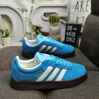 Adidas Blue White Suede Upper Three-Stripe Side Panel Lifestyle Sneakers