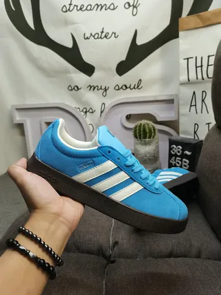 Adidas Blue White Suede Upper Three-Stripe Side Panel Lifestyle Sneakers 5